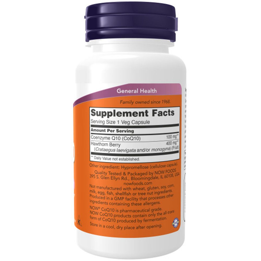 Now Foods, CoQ10 mit Weißdornbeere,100mg