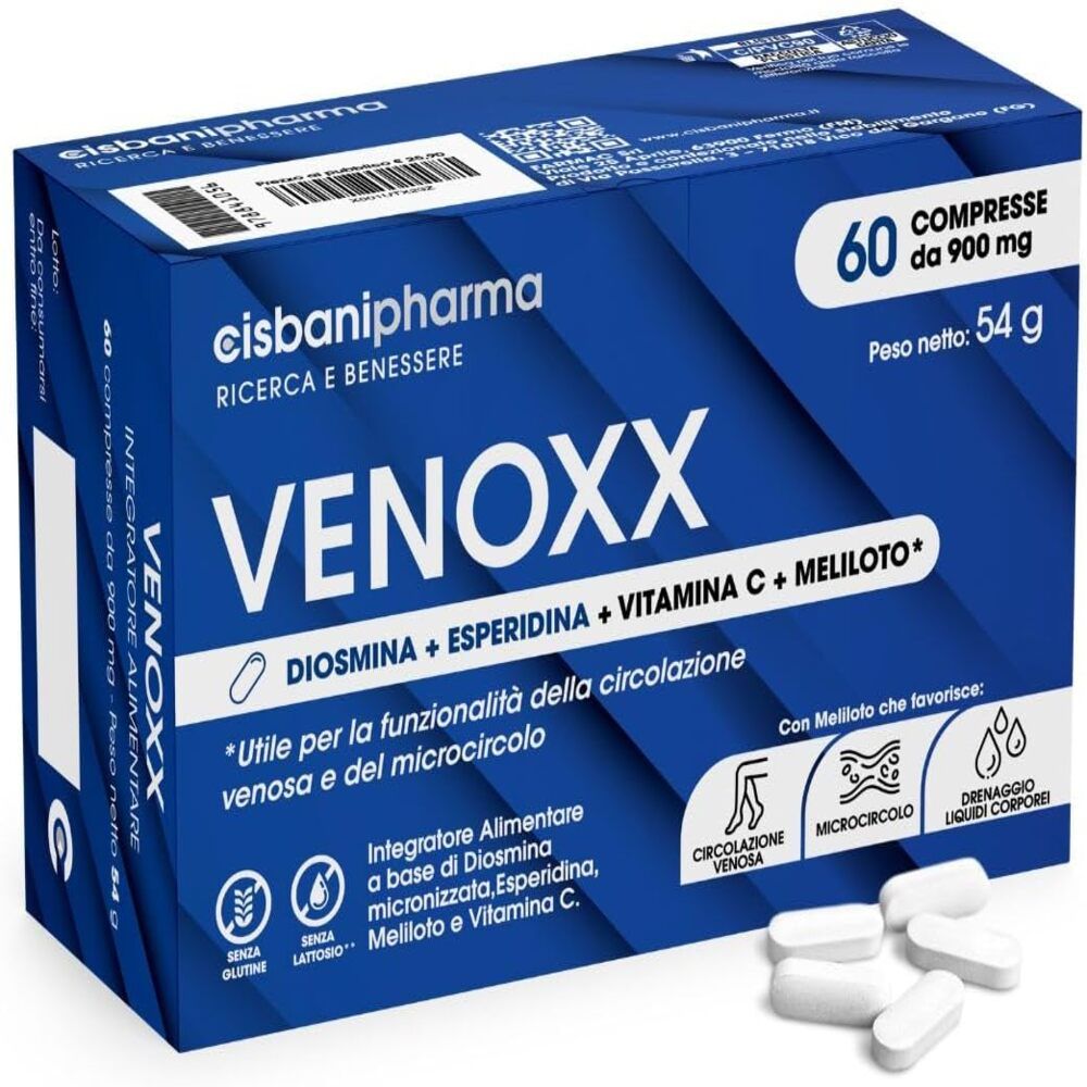 Cisbani Pharma Venoxx - Diosmina Ed Esperidina Per Vene Varicose E Circolazione 60 Mg