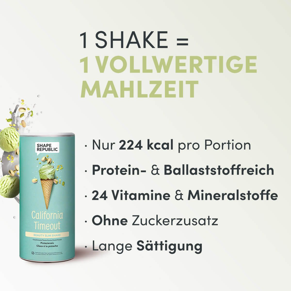 Shape Republic Abnehm Shake | Pistazieneis 420 g Pulver