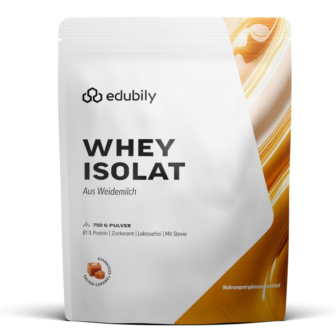edubily® Whey Protein Isolat aus irischer Weidehaltung Salted Caramel 750 g Pulver
