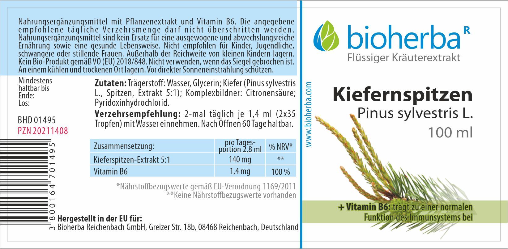 Bioherba Kiefernspitzen Pinus sylvestris L. Tropfen Tinktur