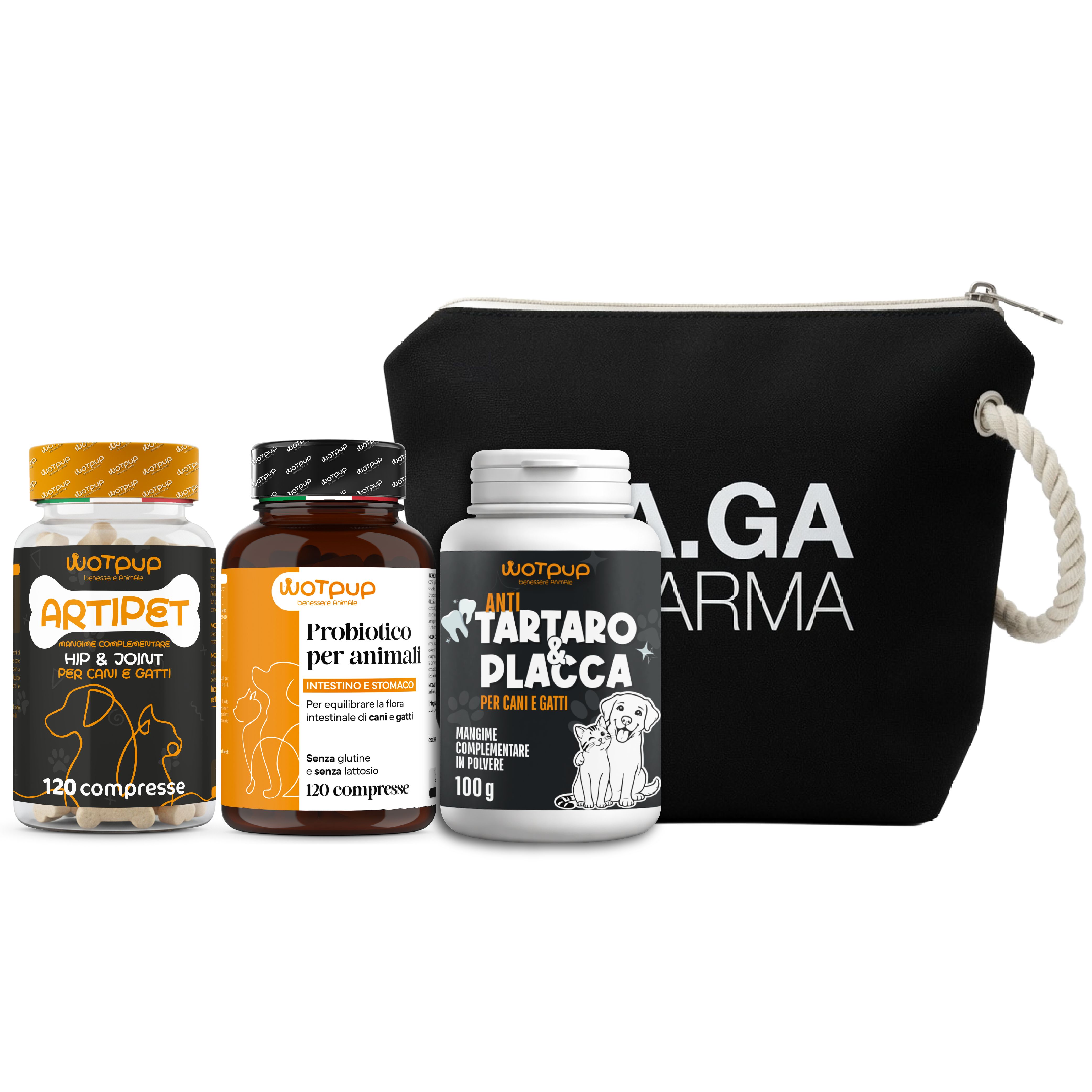 La.ga Haustier Komplett Bundle – Probiotika + ArtiPet Zahnpulver Strand-Clutch 340 St