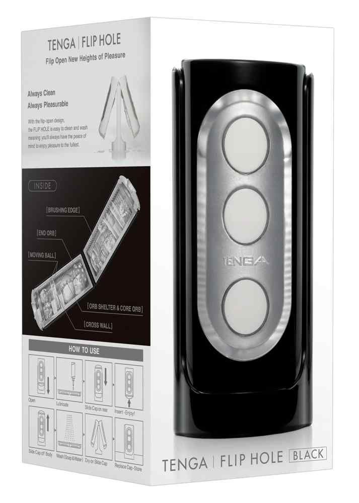 Produkt in Verpackung. Schwarzes Produkt mit silbernen Knöpfen. Verpackung mit Produktabbildung und Anweisungen.