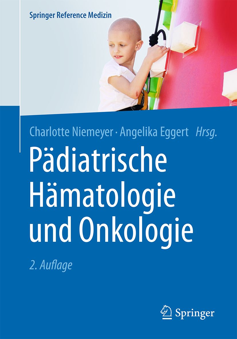 Buchcover: Pädiatrische Hämatologie und Onkologie, 2. Auflage. Autoren: Charlotte Niemeyer, Angelika Eggert. Verlag Springer. Kind am Klettergerüst.