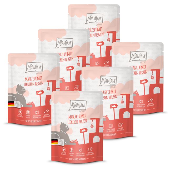 MjAMjAM - Quetschie Mahlzeit mit leckeren Herzen 6x300 g Futter