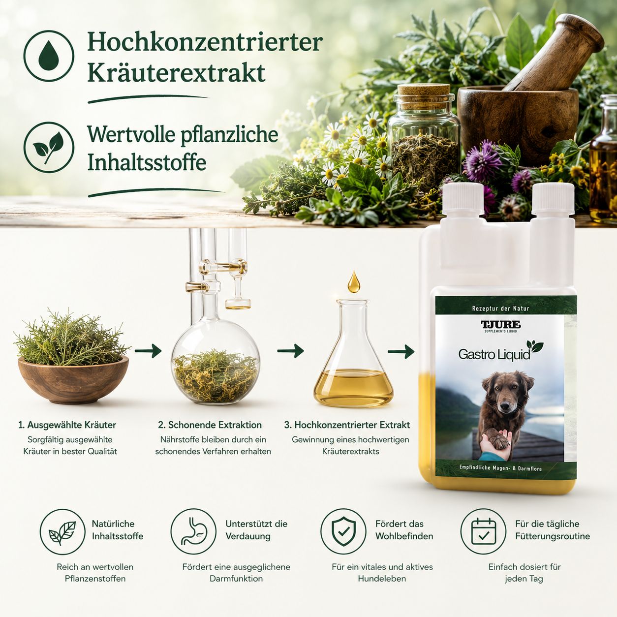 TJURE - Gastro Liquid - 500 ml | Ursachenbekämpfung bei Durchfall |  unterstützt die Verdauung