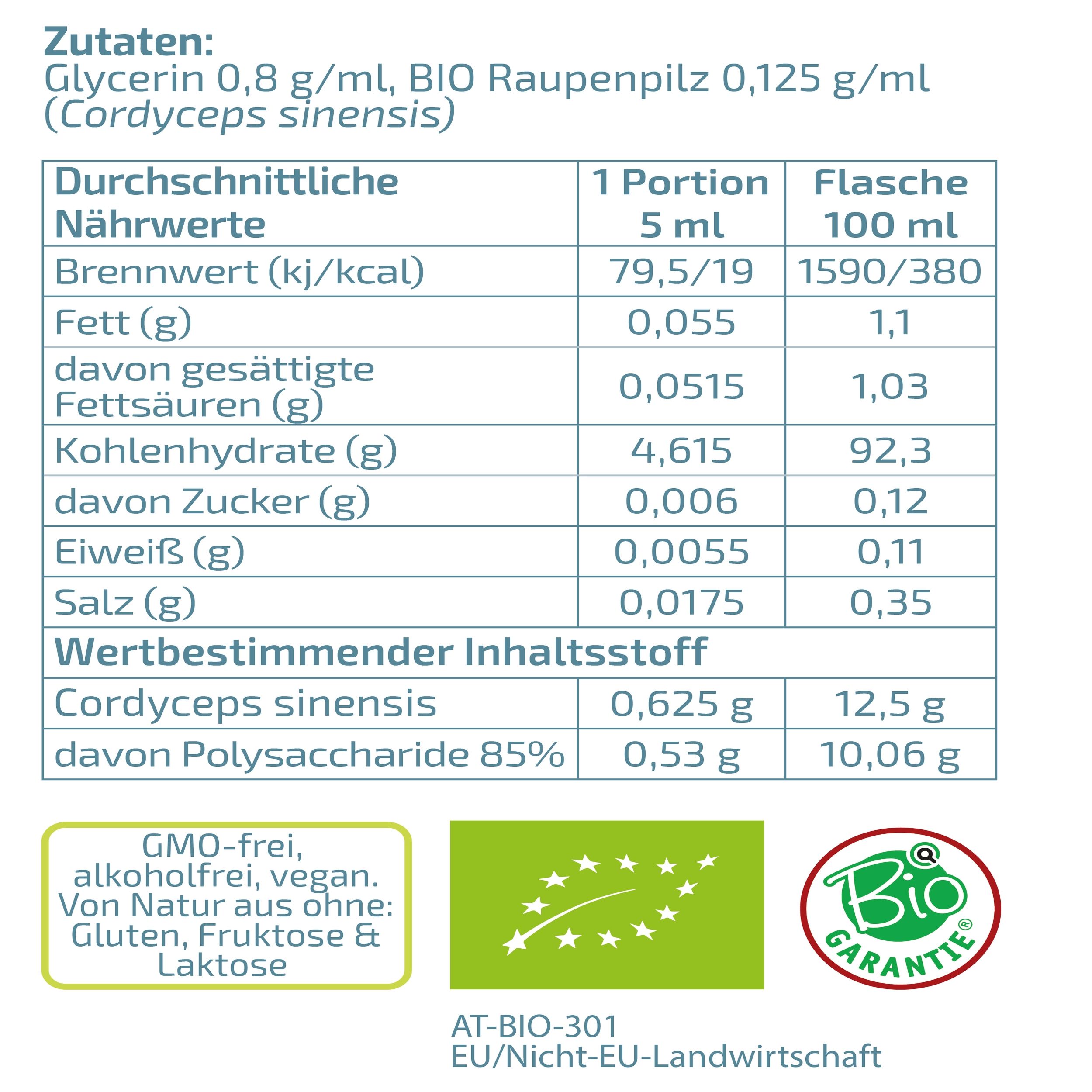 BEAUVITAL® Bio Cordyceps Kurextrakt | Flüssiger Vollauszug durch Dual-Extraktion
