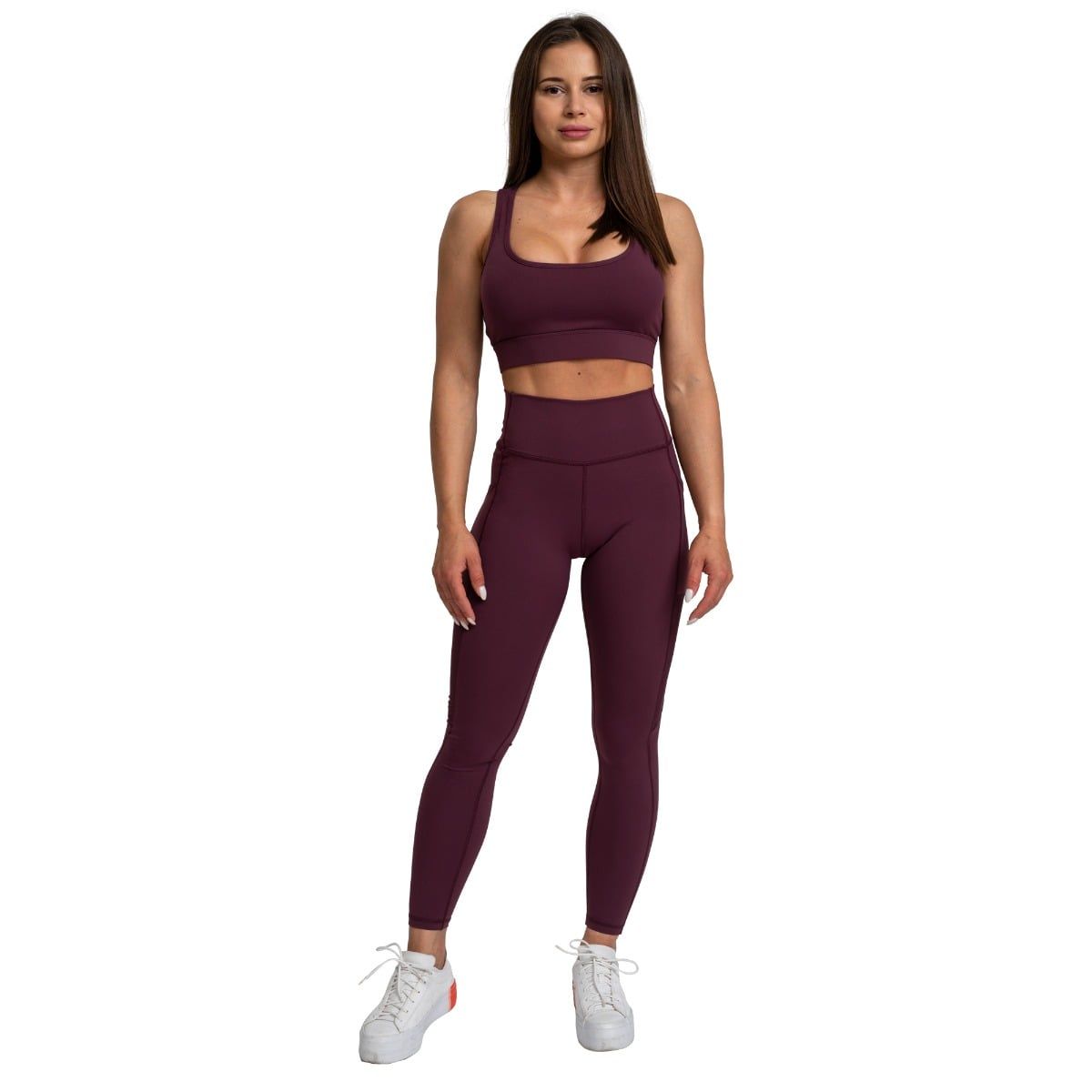 GymBeam Leggings Damen Mesh-Panel mit Tasche und hoher Taille in Eggplant