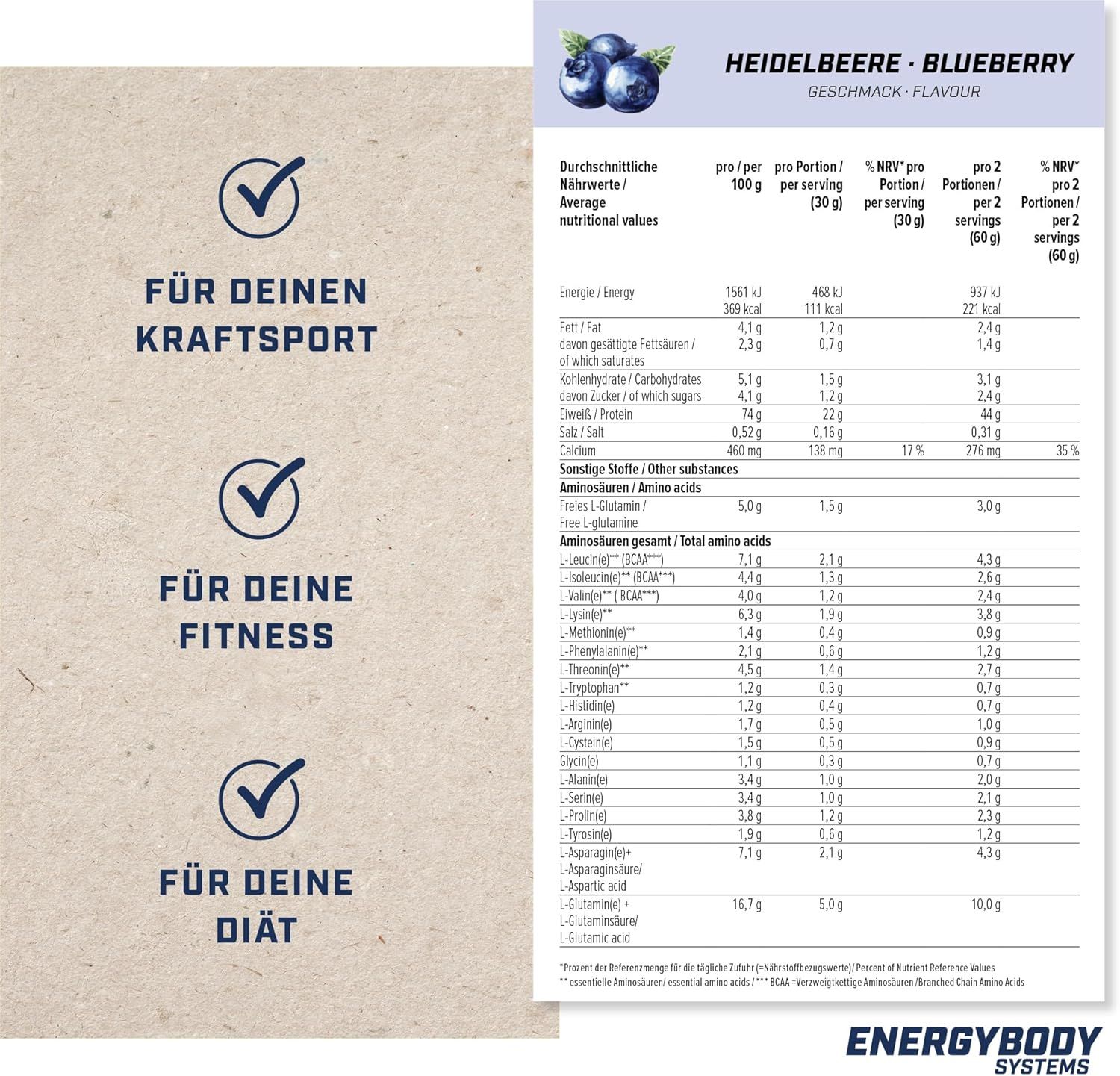 Energybody Systems Nature Whey Protein Heidelbeere