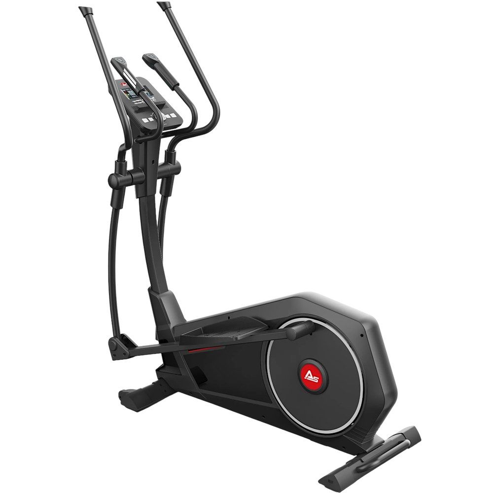 Schwarzer Crosstrainer C28 Runner mit Display und Handpulssensoren.