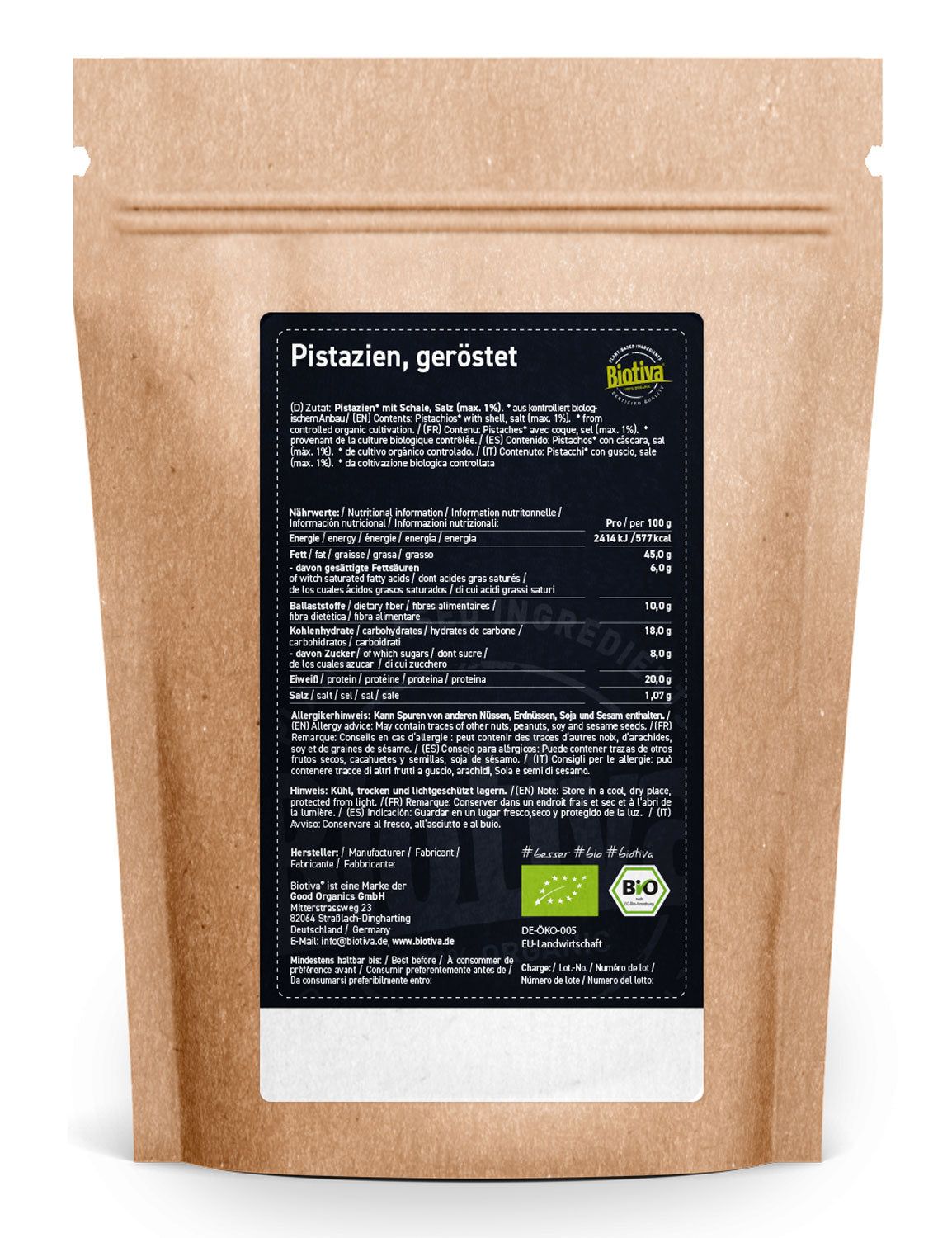 Biotiva Pistazien geröstet Bio 400 g - Shop Apotheke