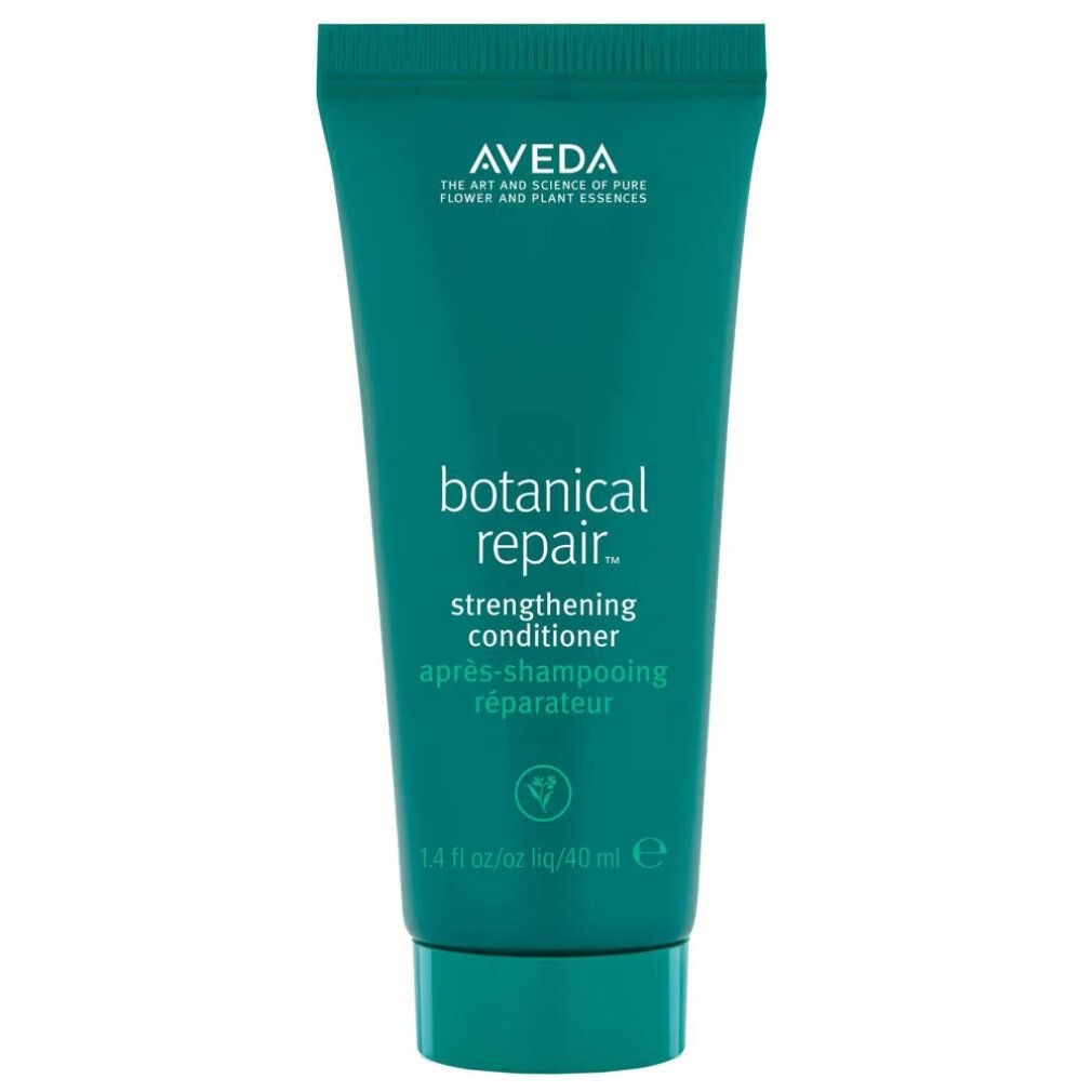 Grüne Tube mit Aveda-Logo und Produktbezeichnung Botanical Repair. Enthält 40 ml. Aufschrift: Strengthening Conditioner.