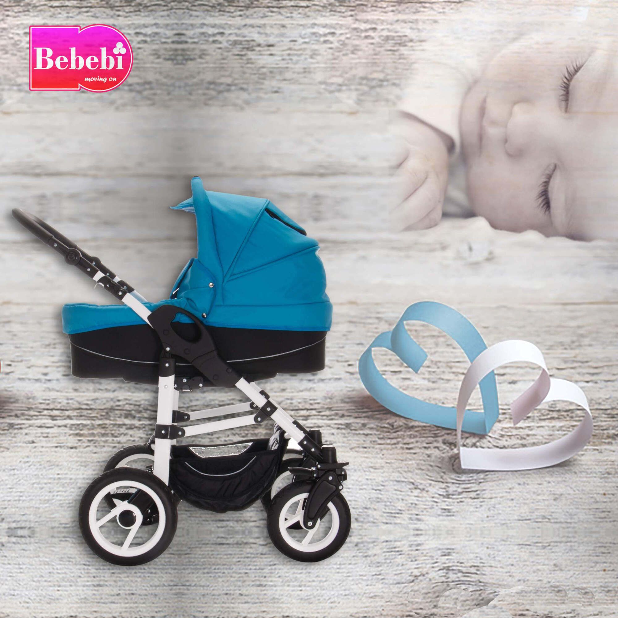 Bebebi Paris 3 in 1 Kinderwagen Set mit Original Maxi Cosi, Luft Louvre