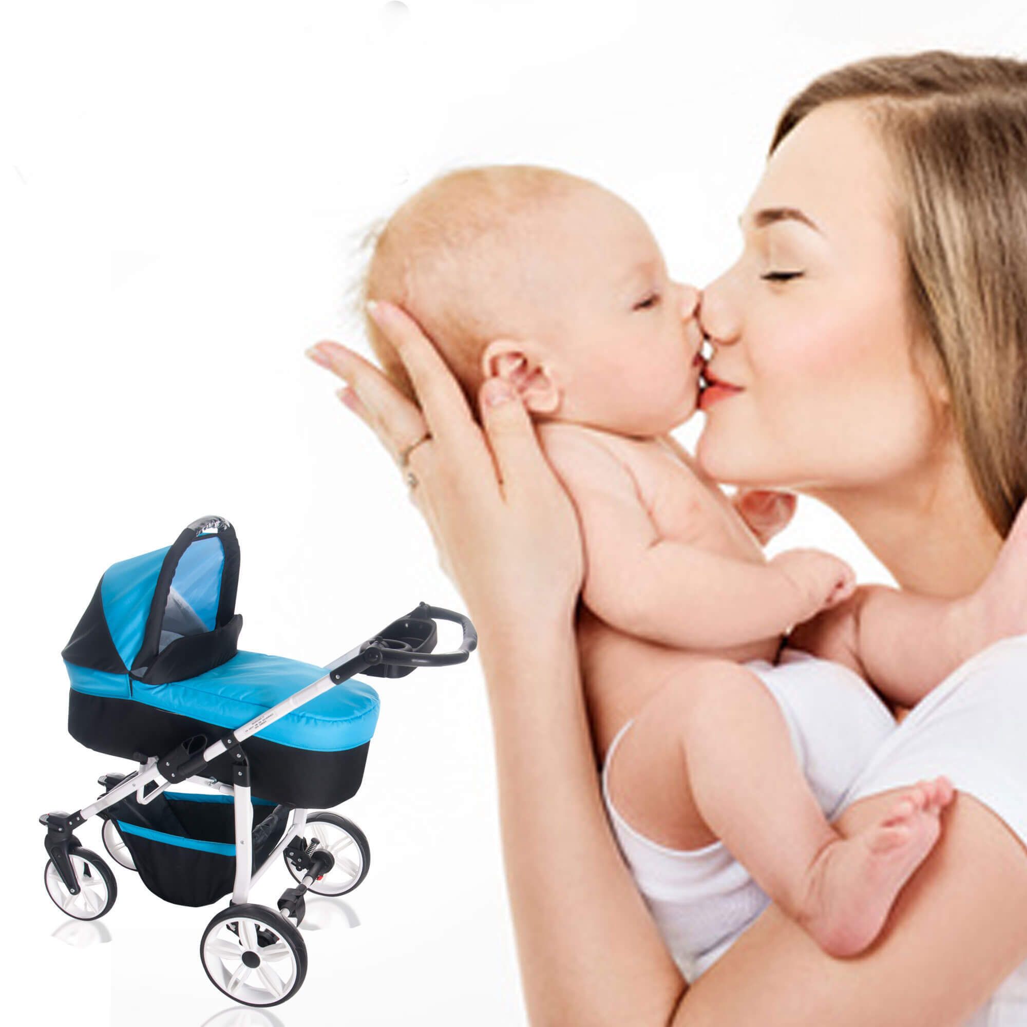 Bebebi Zürich 3 in 1 Kinderwagen Set Luftreifen, Zürichsee