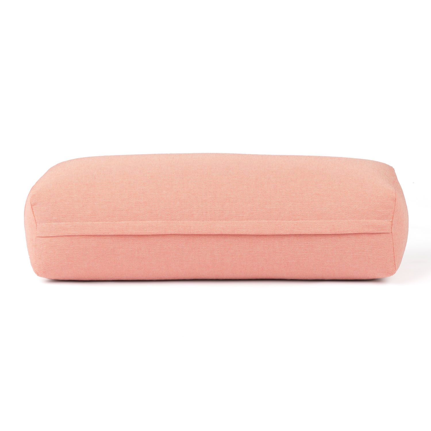 Rosa Yoga-Bolster. Rechteckige Form, flache Ansicht.