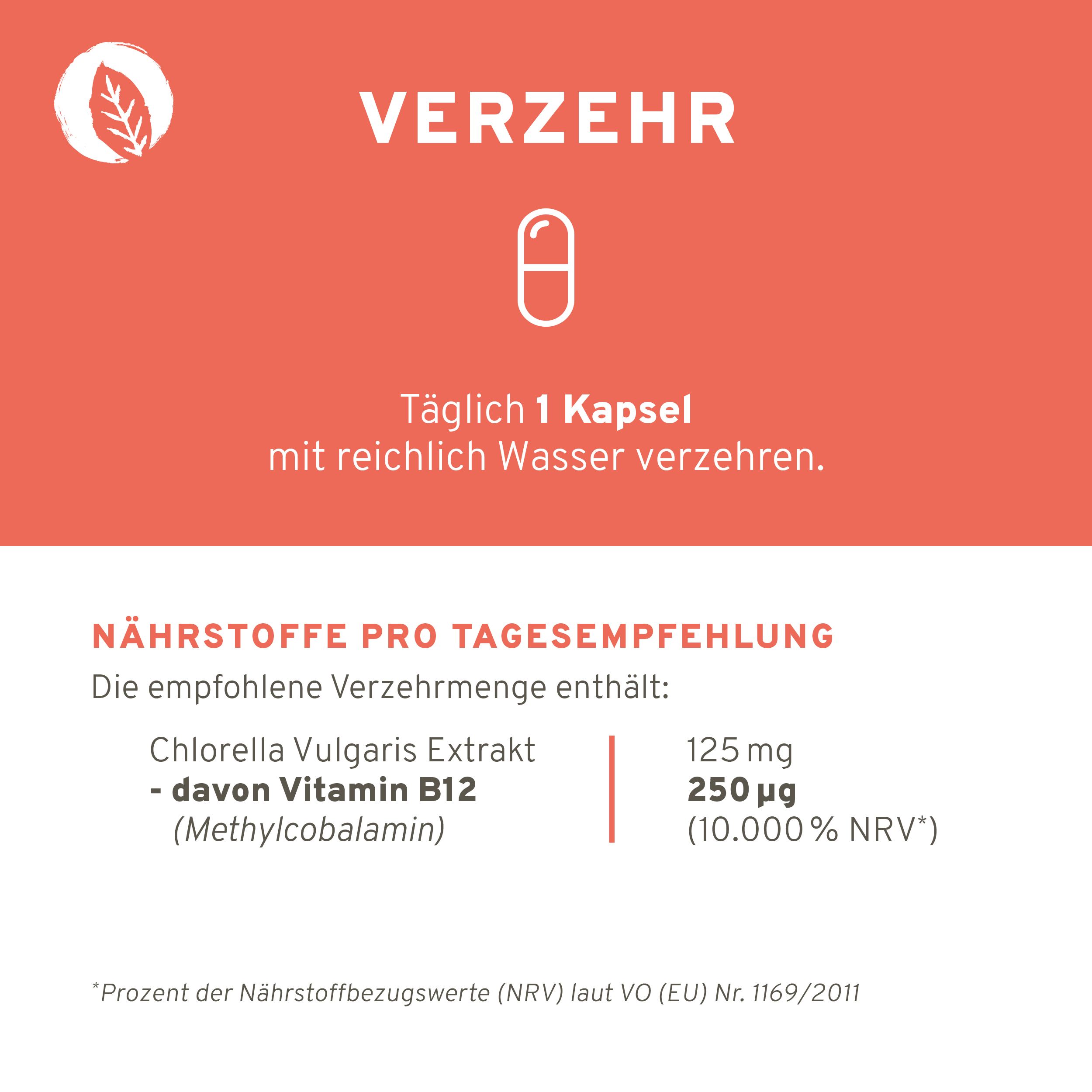 InnoNature Vitamin B12 Kapseln | natürlich aus der Chlorella Vulgaris Alge | vegan