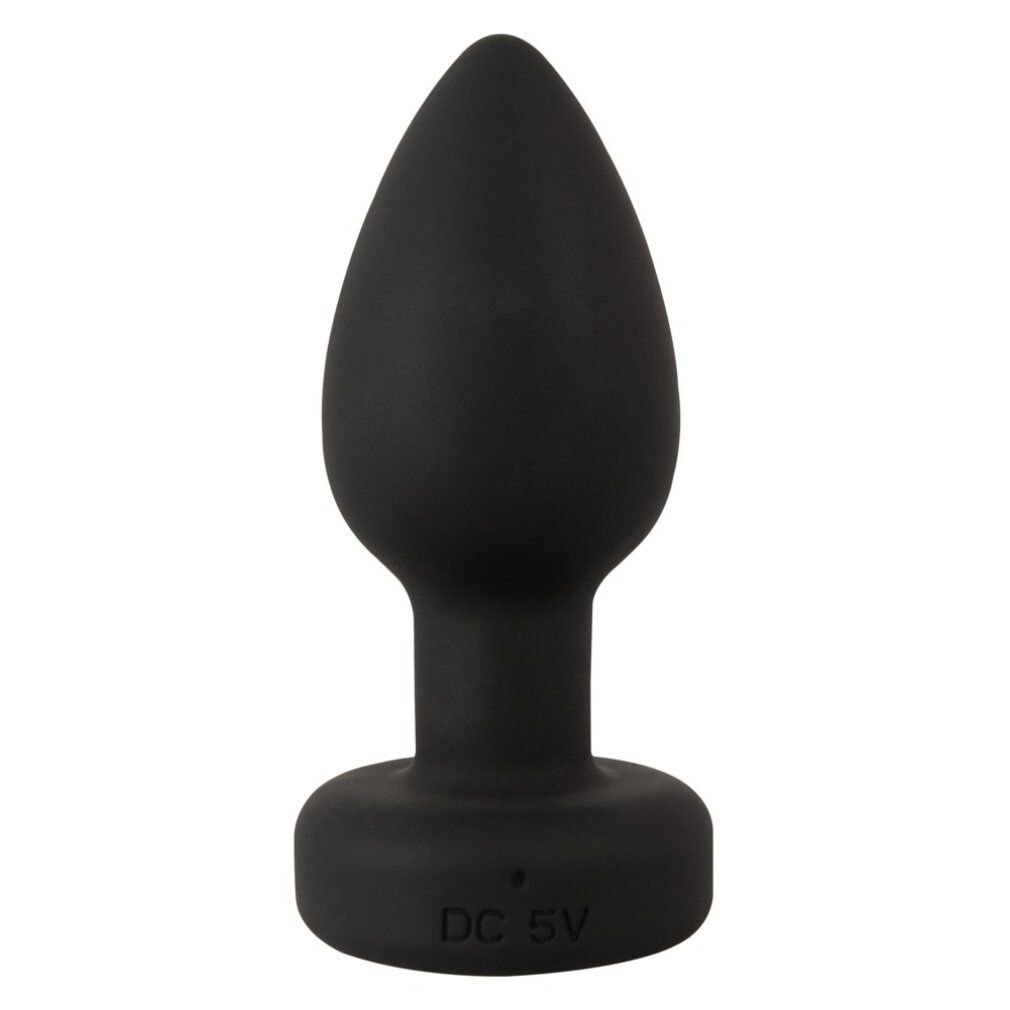 Schwarzer Anus-Plug mit konischer Spitze und rundem Sockel. Auf dem Sockel steht "DC 5V".