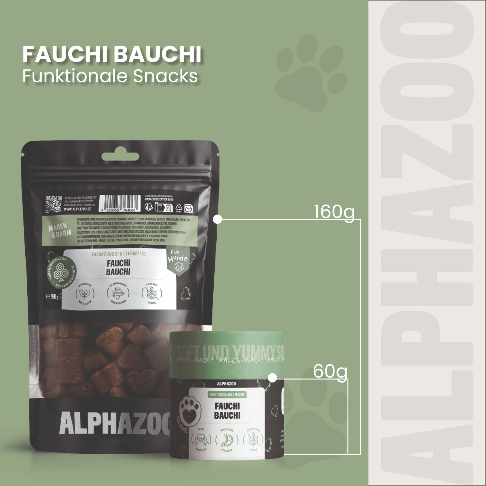 alphazoo Fauchi Bauchi Funktionssnack für Hunde – für Magen & Darm