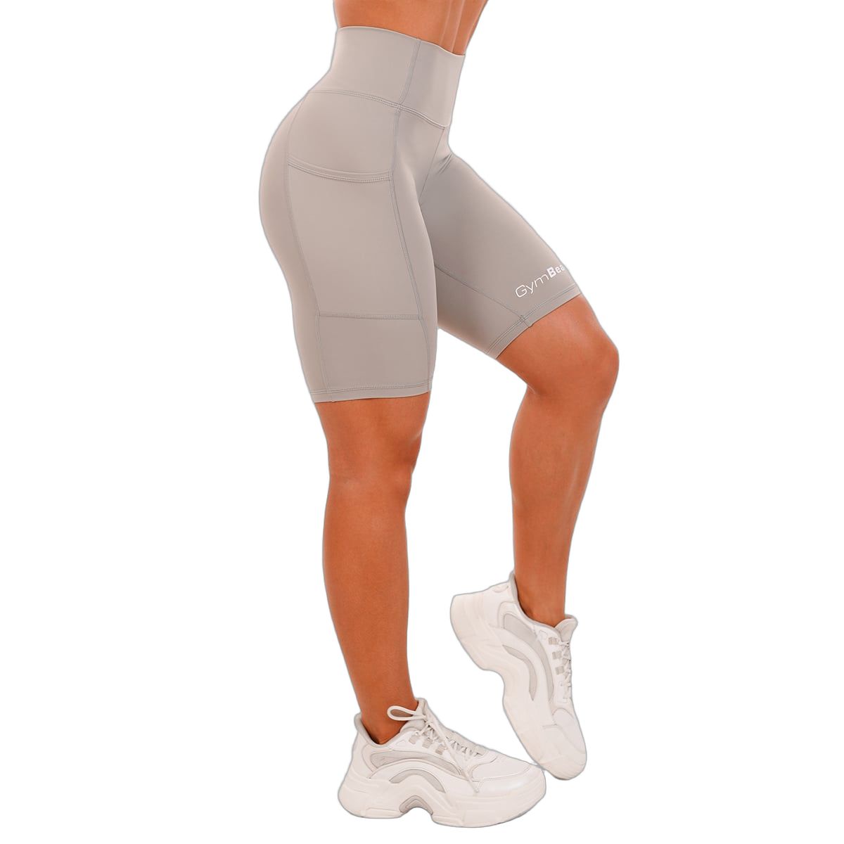 GymBeam Biker Shorts Damen Slim mit hoher Taille und Taschen in Grau