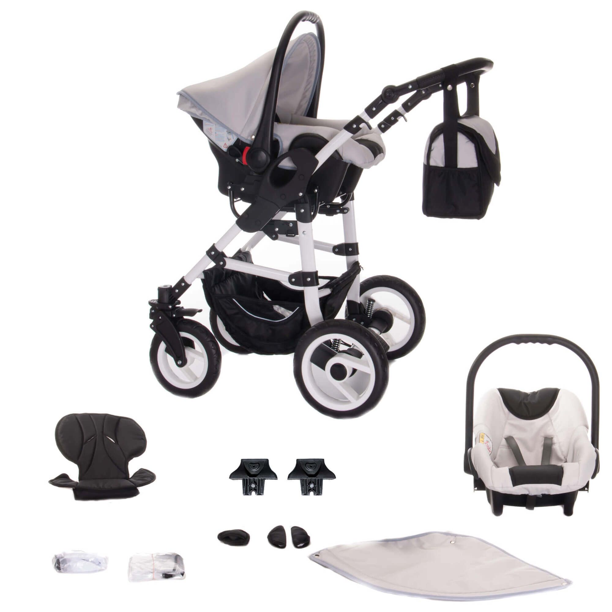 Bebebi Paris 4 in 1 Kinderwagen Komplettset ISOFIX Basis Luftreifen, Concord