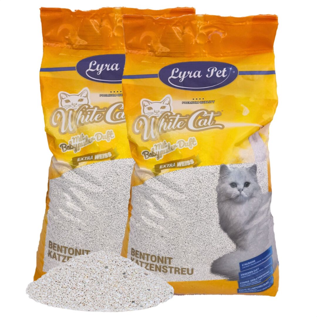 Lyra Pet® White Cat® Katzenstreu Bentonit mit Babypuderduft