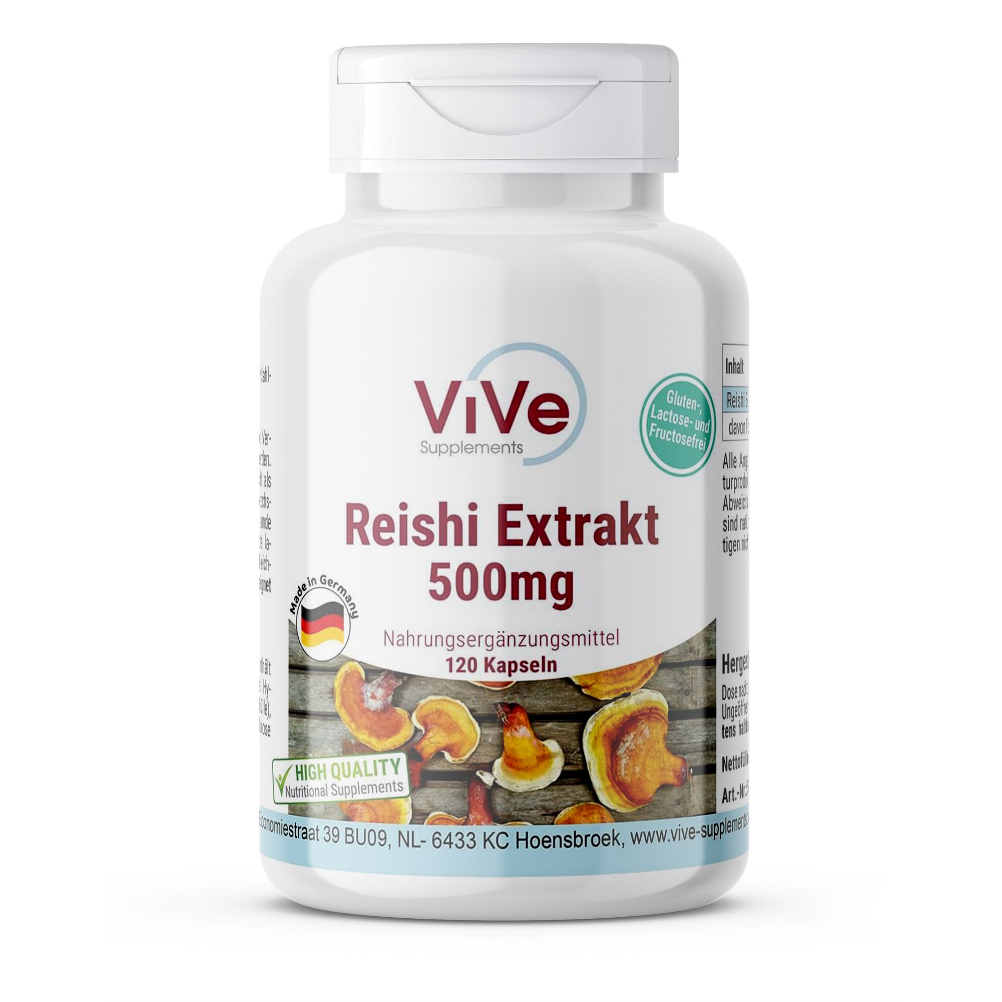 Vive Supplements | Reishi Extrakt 1500mg - Schluckfreundlich 120 St