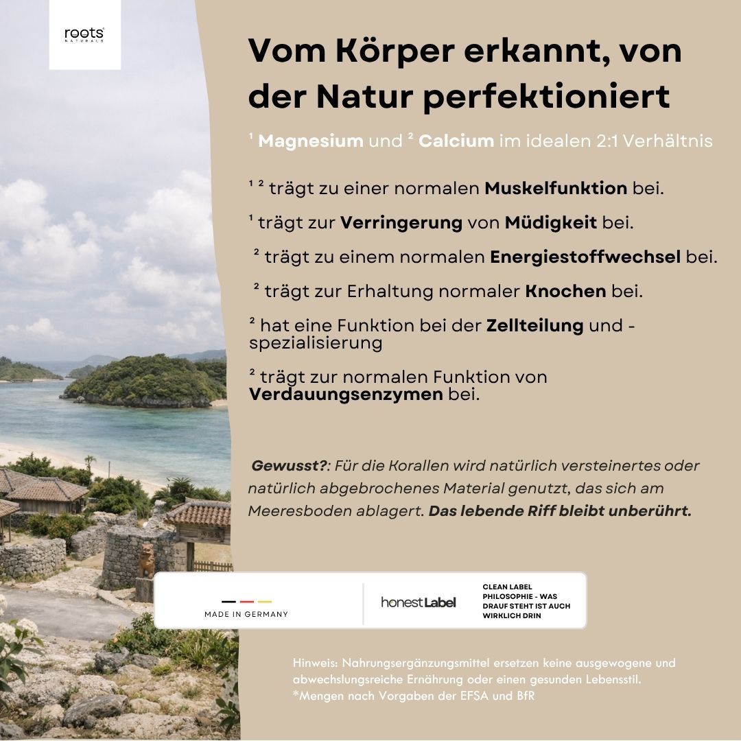 Sango Meereskoralle Kapseln (Sango Koralle Calcium + Magnesium) von roots NATURALS®