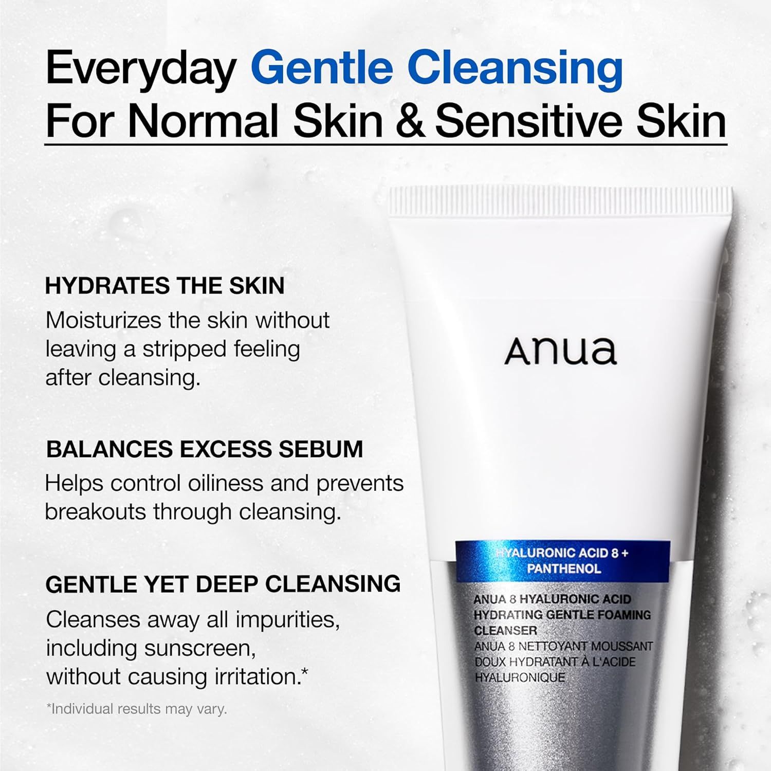 Anua Hyaluronic Acid 8+ Panthenol Foaming Cleanser
