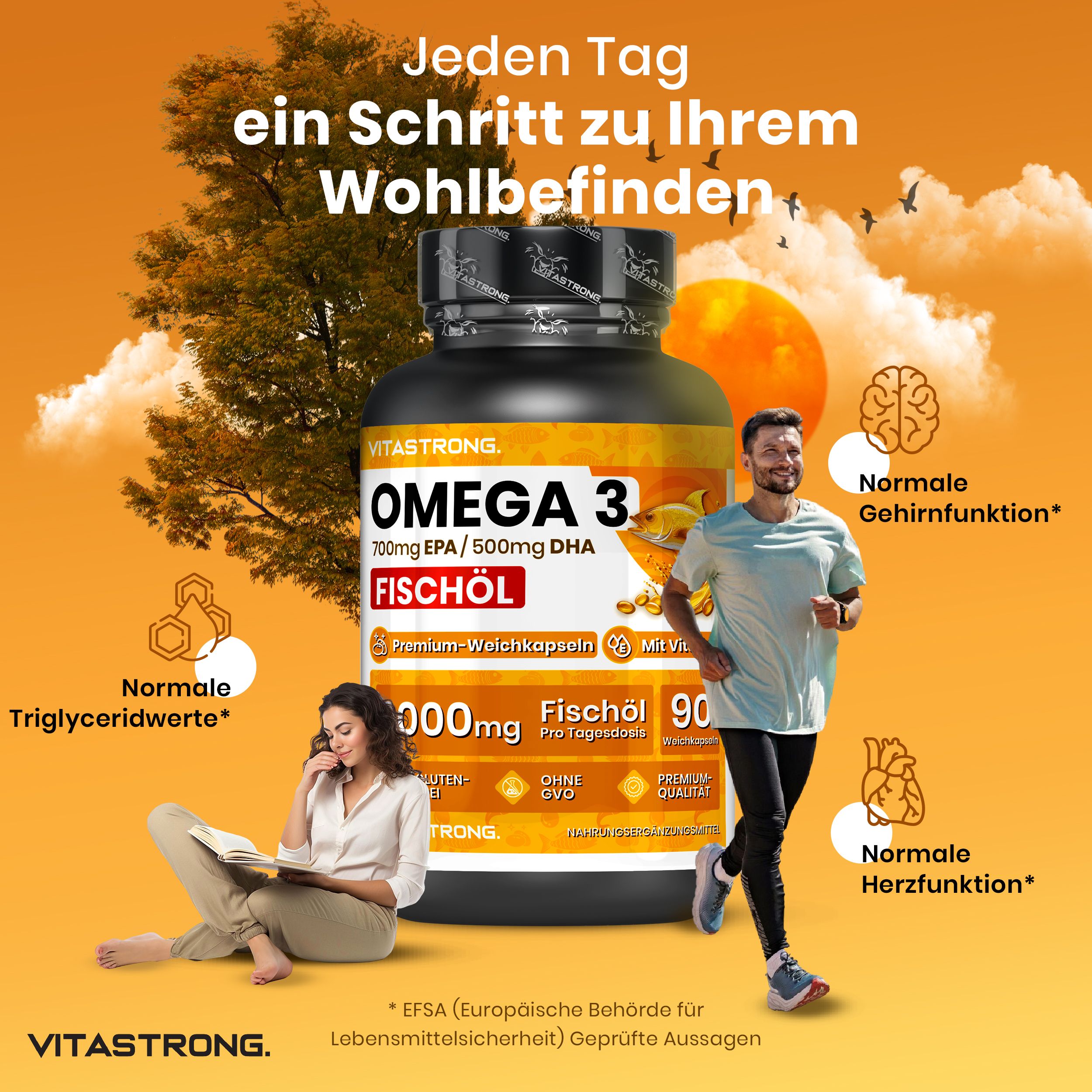 Vitastrong Omega-3 ad Alto Dosaggio – EPA + DHA puri