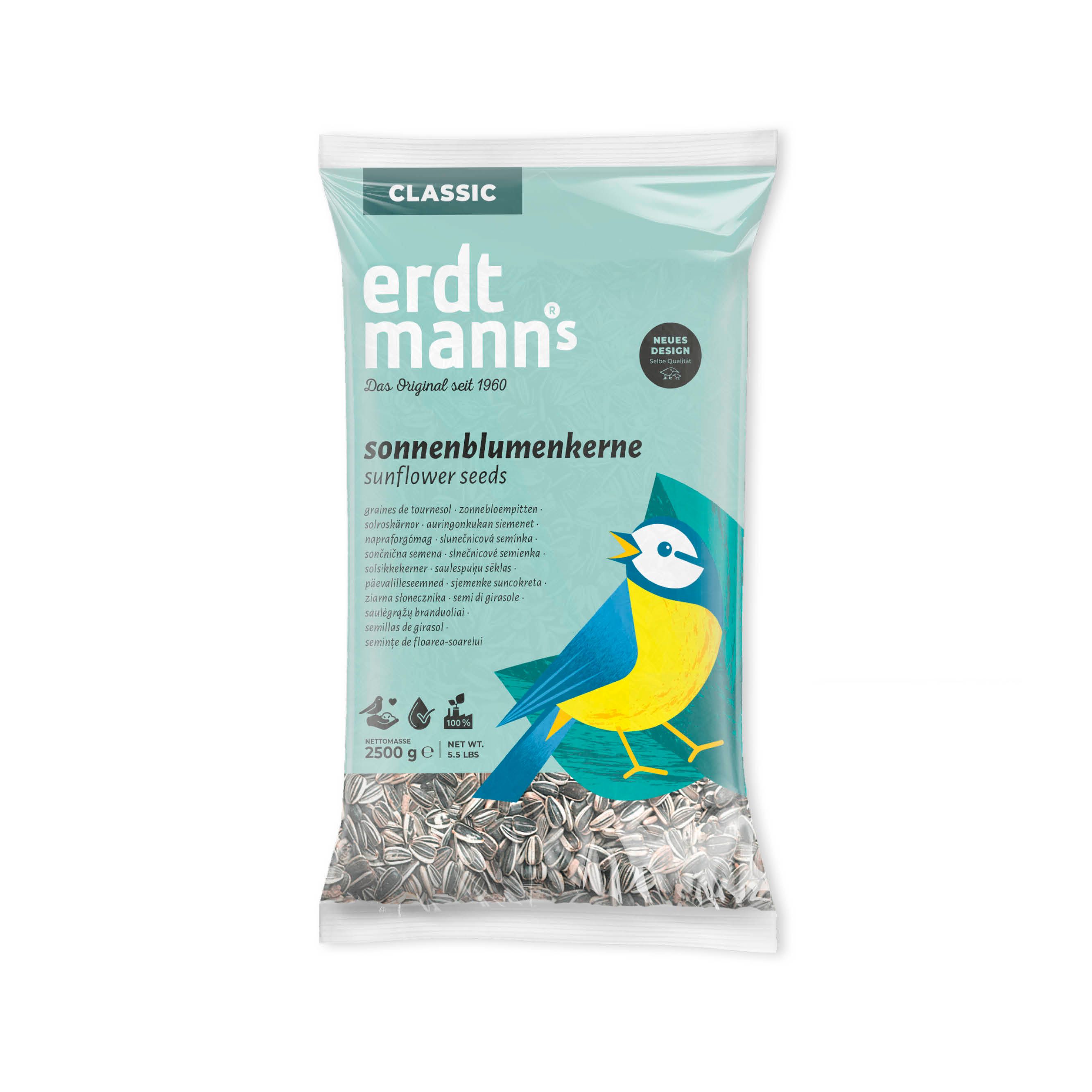 Erdtmanns Sonnenblumenkerne für Wildvögel 2,5 kg