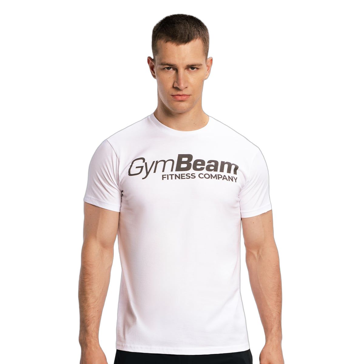 GymBeam T-Shirt Herren regular kurzarm aus Baumwolle Fitness weiß 1 St