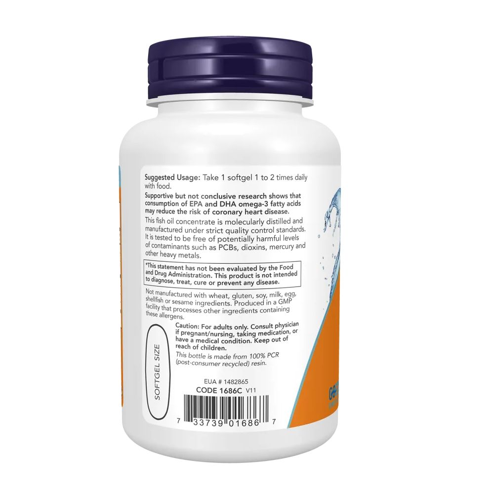 Rückseite der Flasche. Enthält Anwendungshinweise und Warnhinweise. Orangefarbener Aufkleber mit Logo und Text.