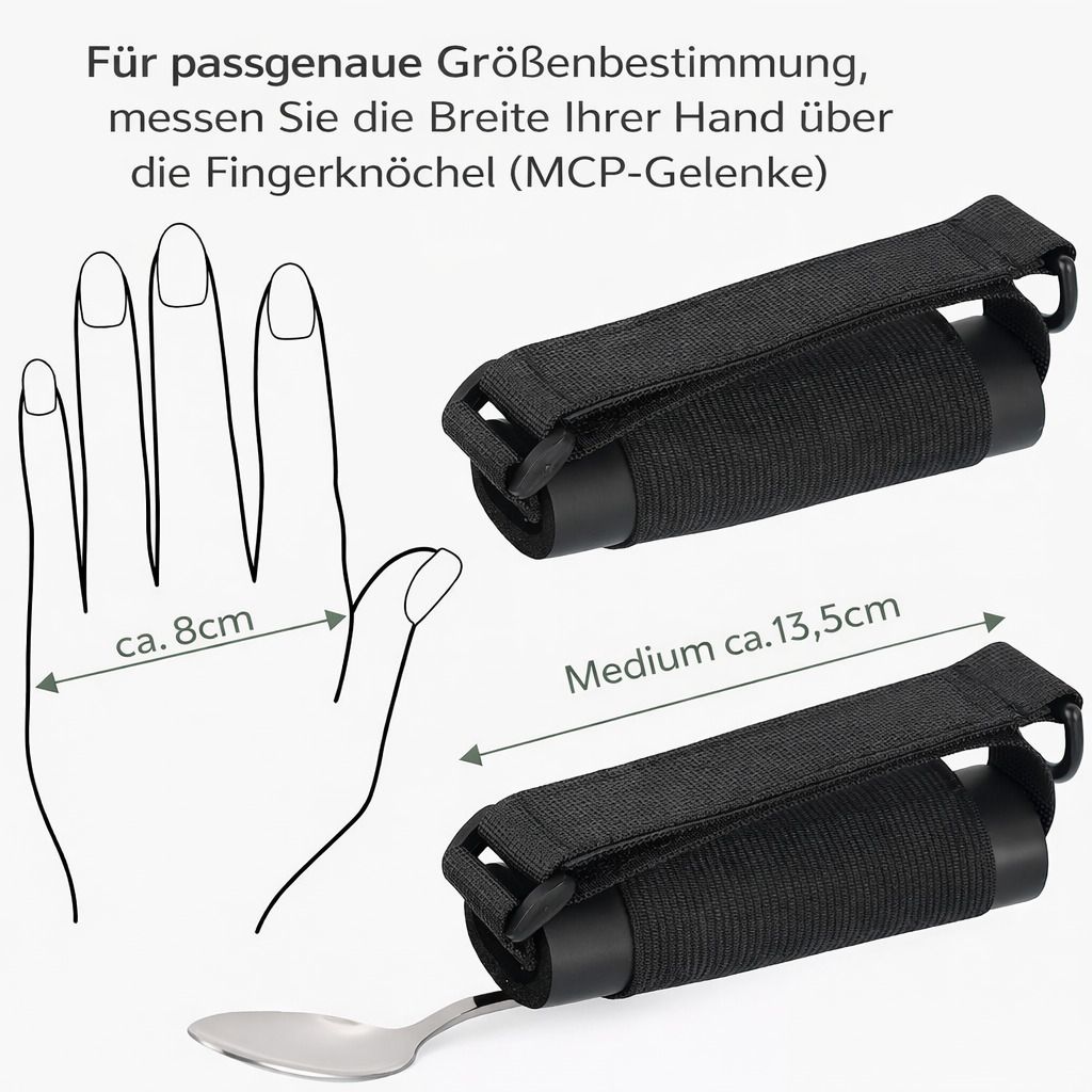 Universal Handgriffhilfe, verstellbares Esshilfe Band für Besteck, rutschfest für Alltag