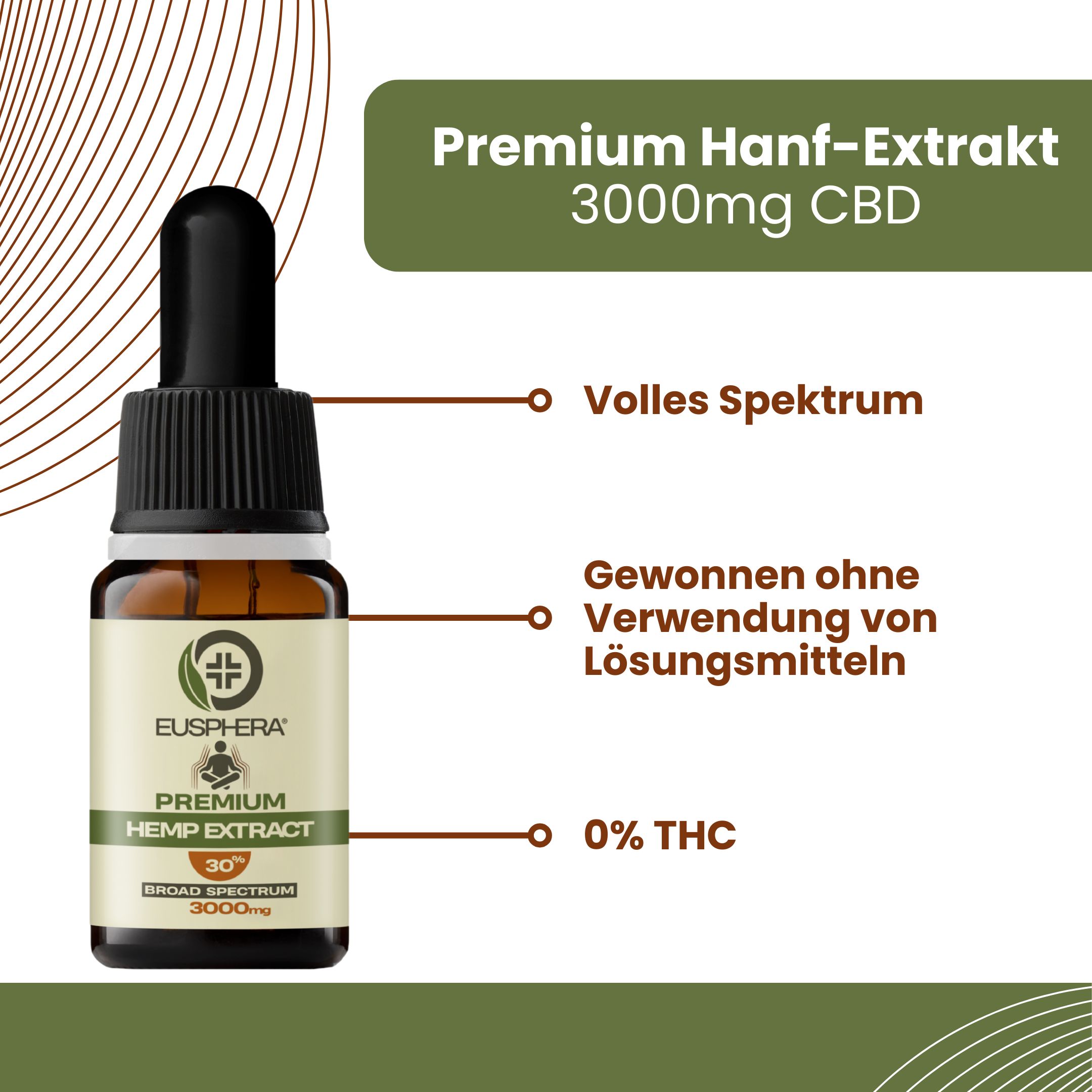 CBD Öl - Hanfextraktöl 30%  Hochdosiertes Vollspektrum Premium| Hemp Extract - Eusphera