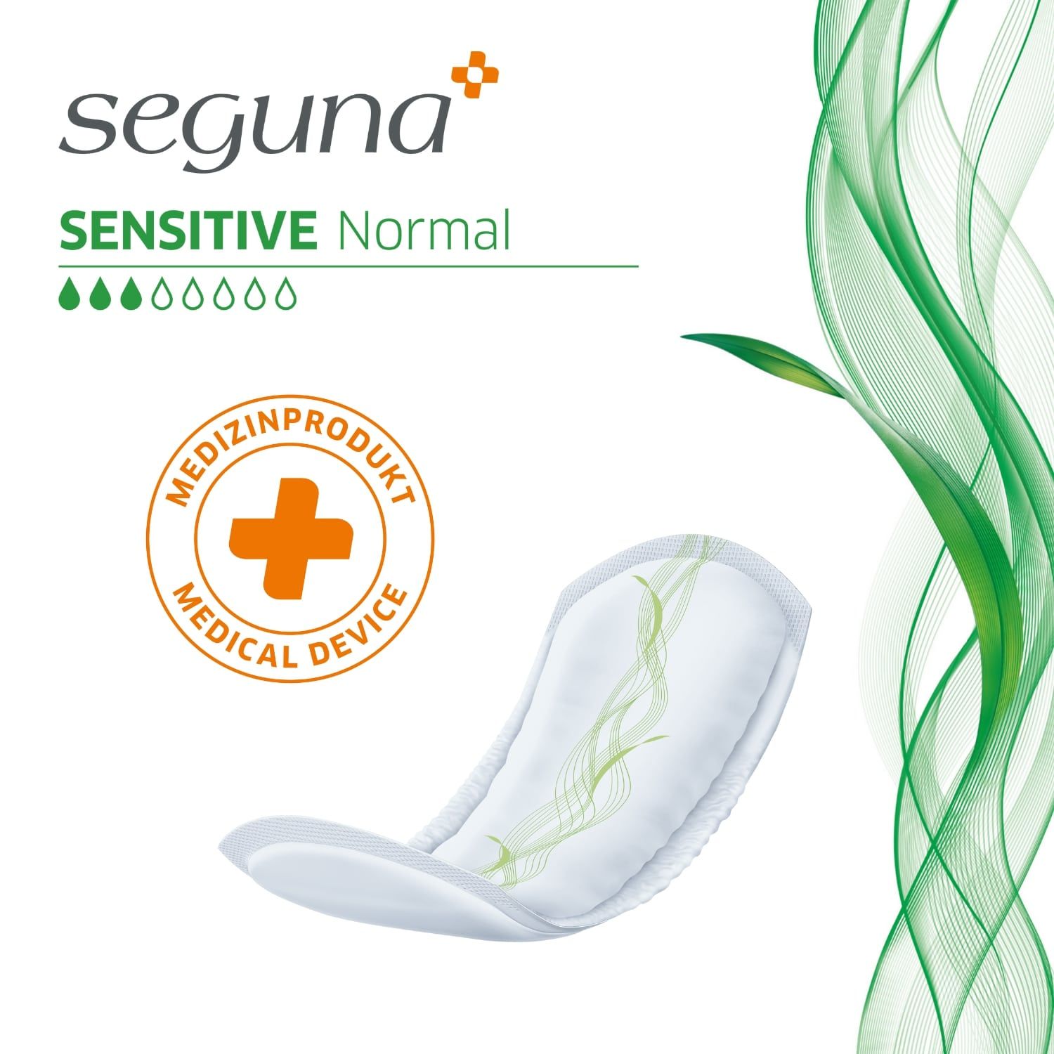 Seguna Sensitive Normal. Medizinprodukt-Kennzeichnung.