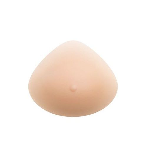 Ausgleichsepithese in Hautfarbe. Tropfenförmig, mit kleiner Erhebung. Glatte Oberfläche.