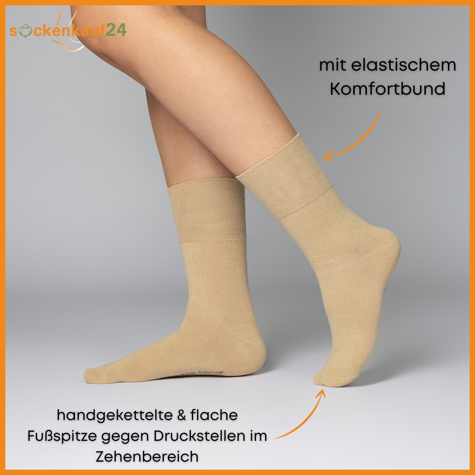 Diabetiker Socken ohne Gummi & ohne Naht aus 97% Baumwolle für Damen und Herren