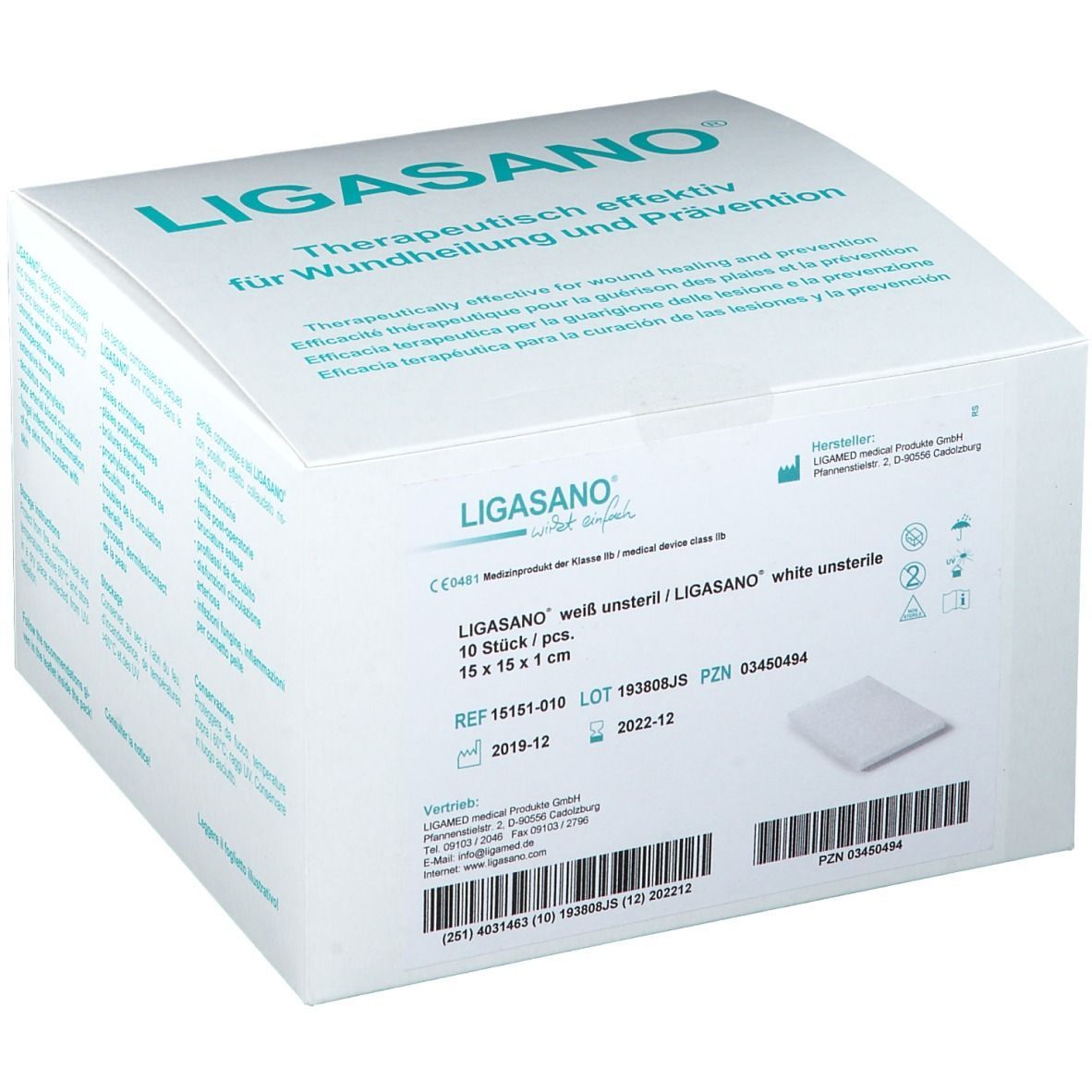 LIGASANO® Pads 15 x 15 x 1 cm unsteril