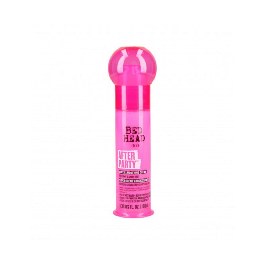 Rosa Tube mit weißer Schrift. Bed Head After Party Super Smoothing Cream. 3.38 US fl. oz. 100ml.
