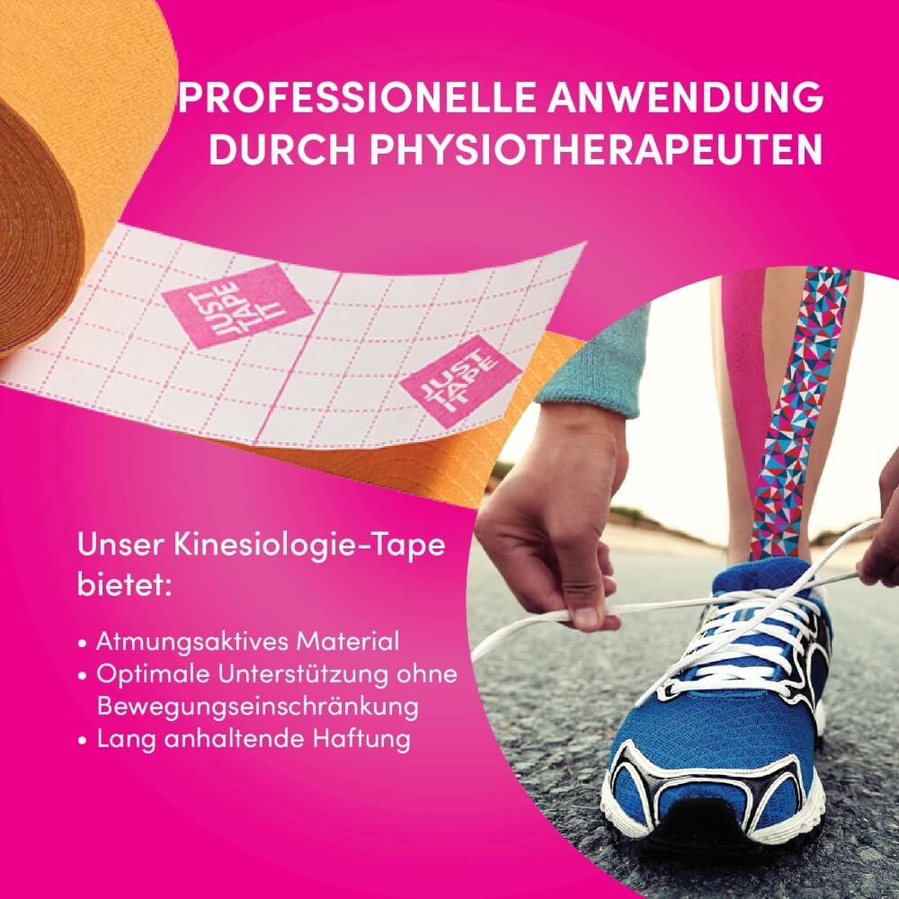 Rolle Kinesiotape in Orange mit rotem "Just Tape It"-Logo.