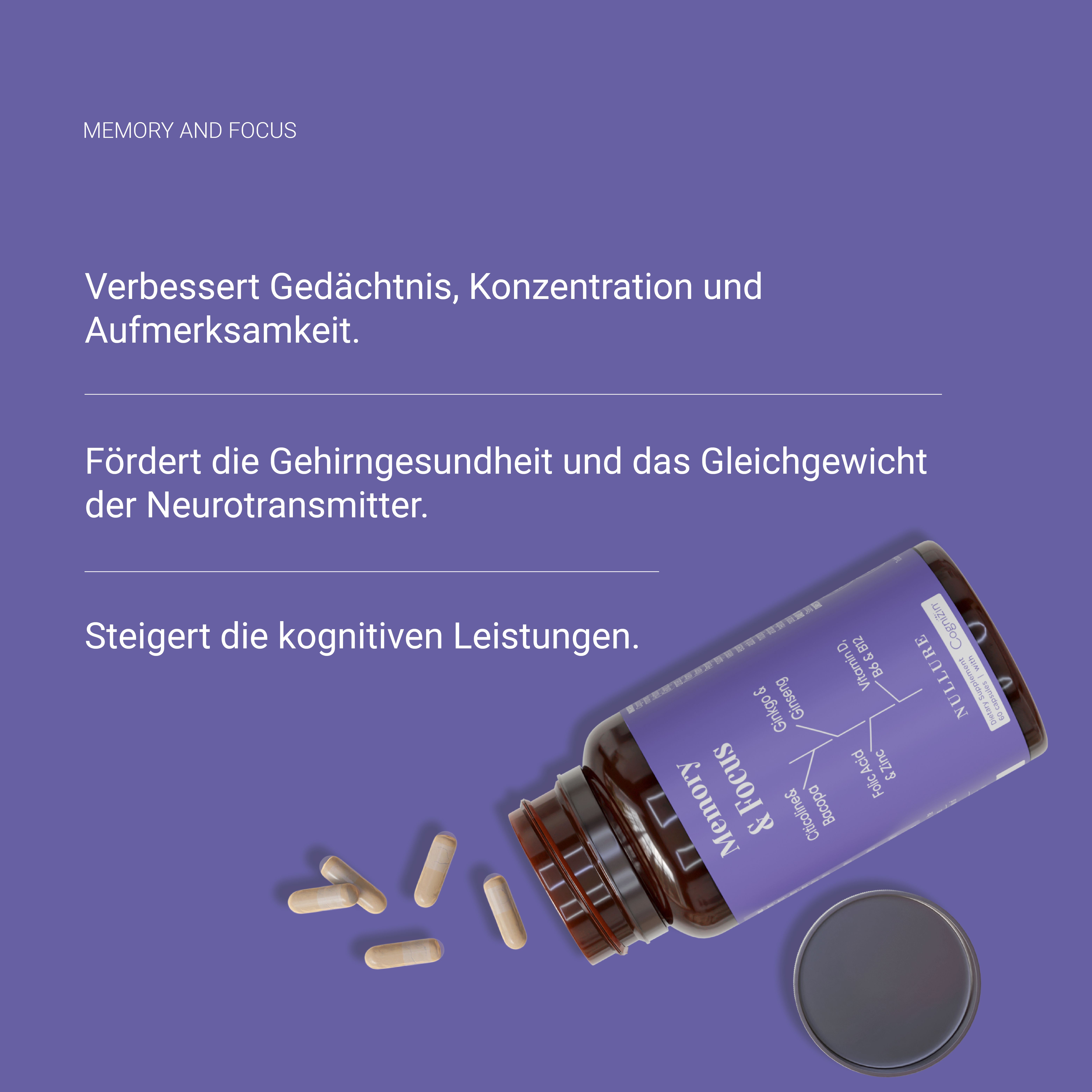 Nullure Nootropikum – mit Cognizin Citicolin Ginkgo und Bacopa
