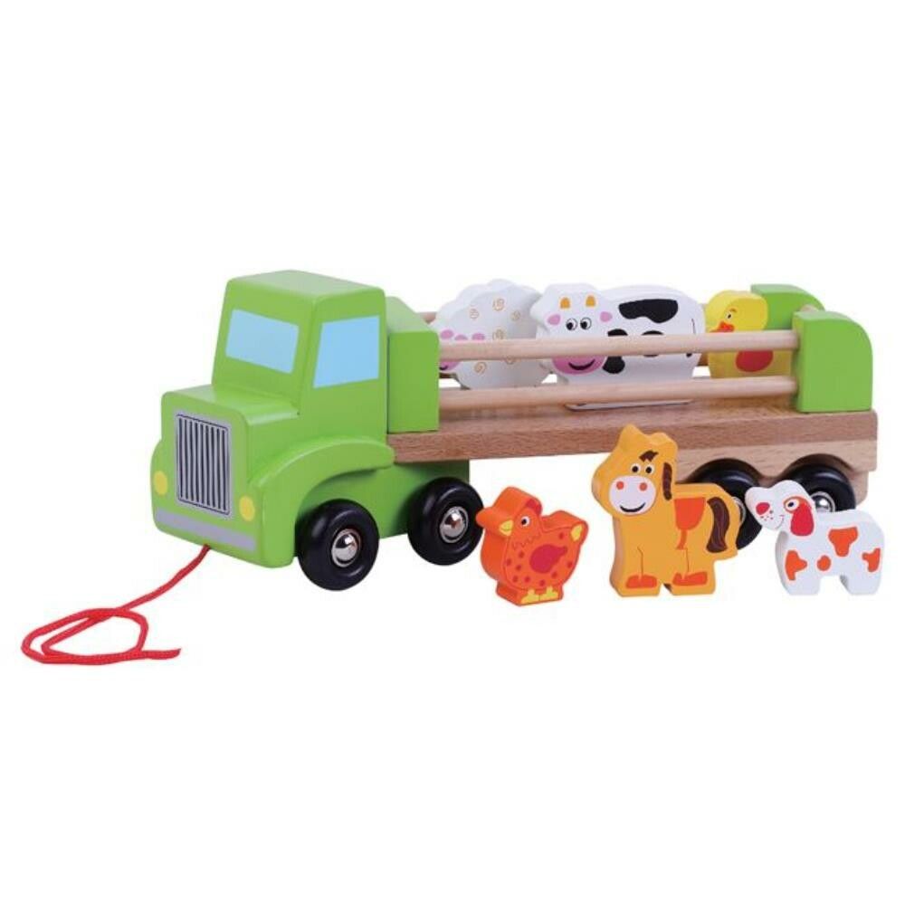 ToyToyToy Tier-Transporter mit 6 bunten Bauernhoftieren