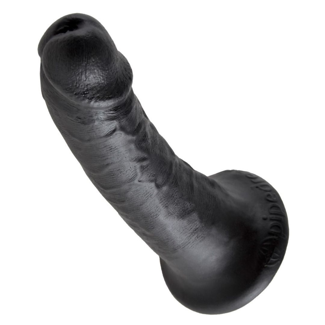 Schwarzer Naturdildo "6" mit Saugfuß | Ausgeprägte Äderung und pralle Eichel | King Cock