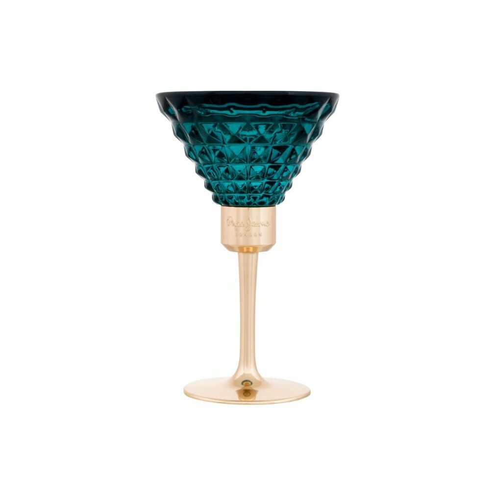 Pepe Jeans Celebrate Eau de Parfum Flakon in Cocktailglas-Form mit goldenem Stiel und Sockel.