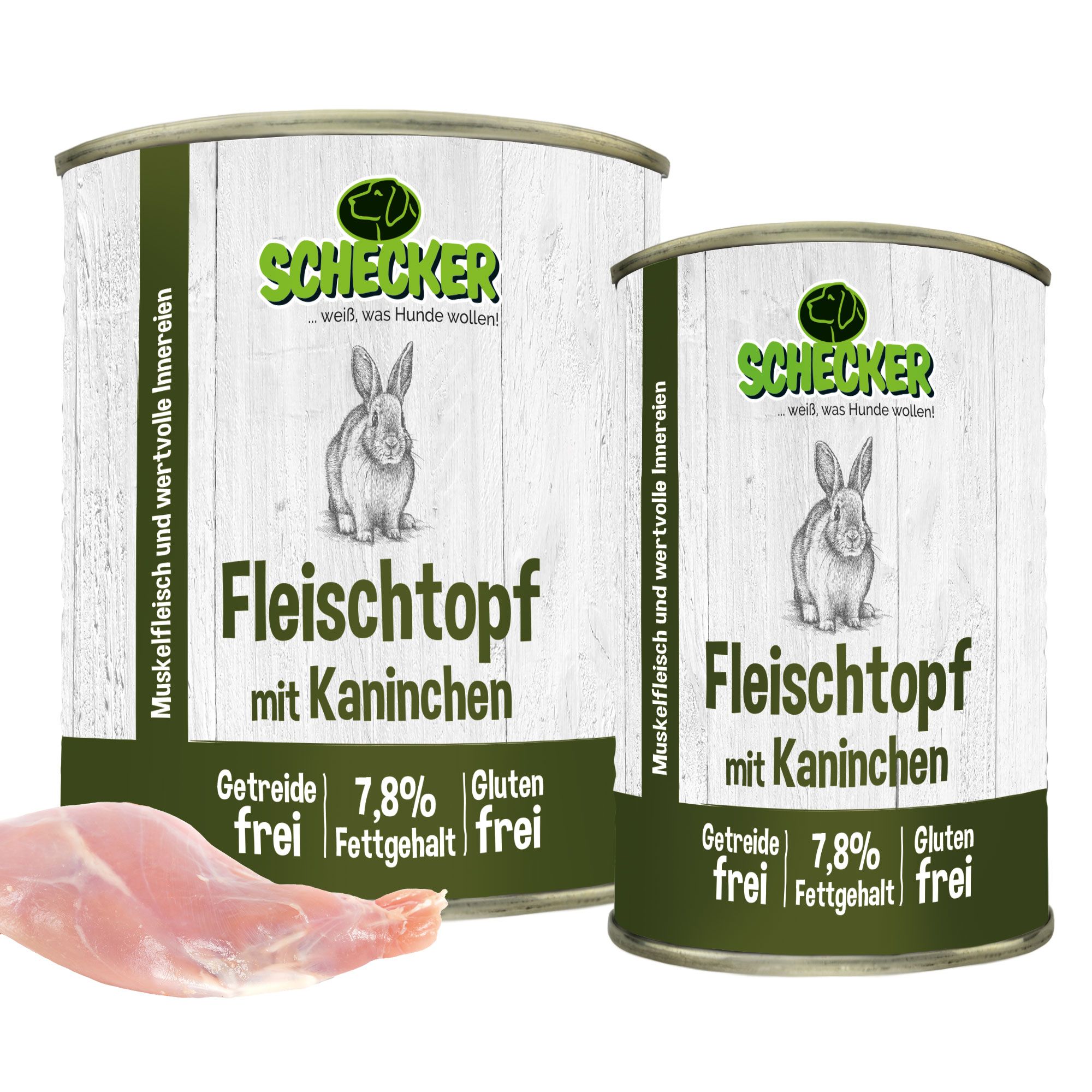 Schecker Fleischtopf mit Kaninchen - getreidefrei glutenfrei in Deutschland herstellt 12x410 g Futter