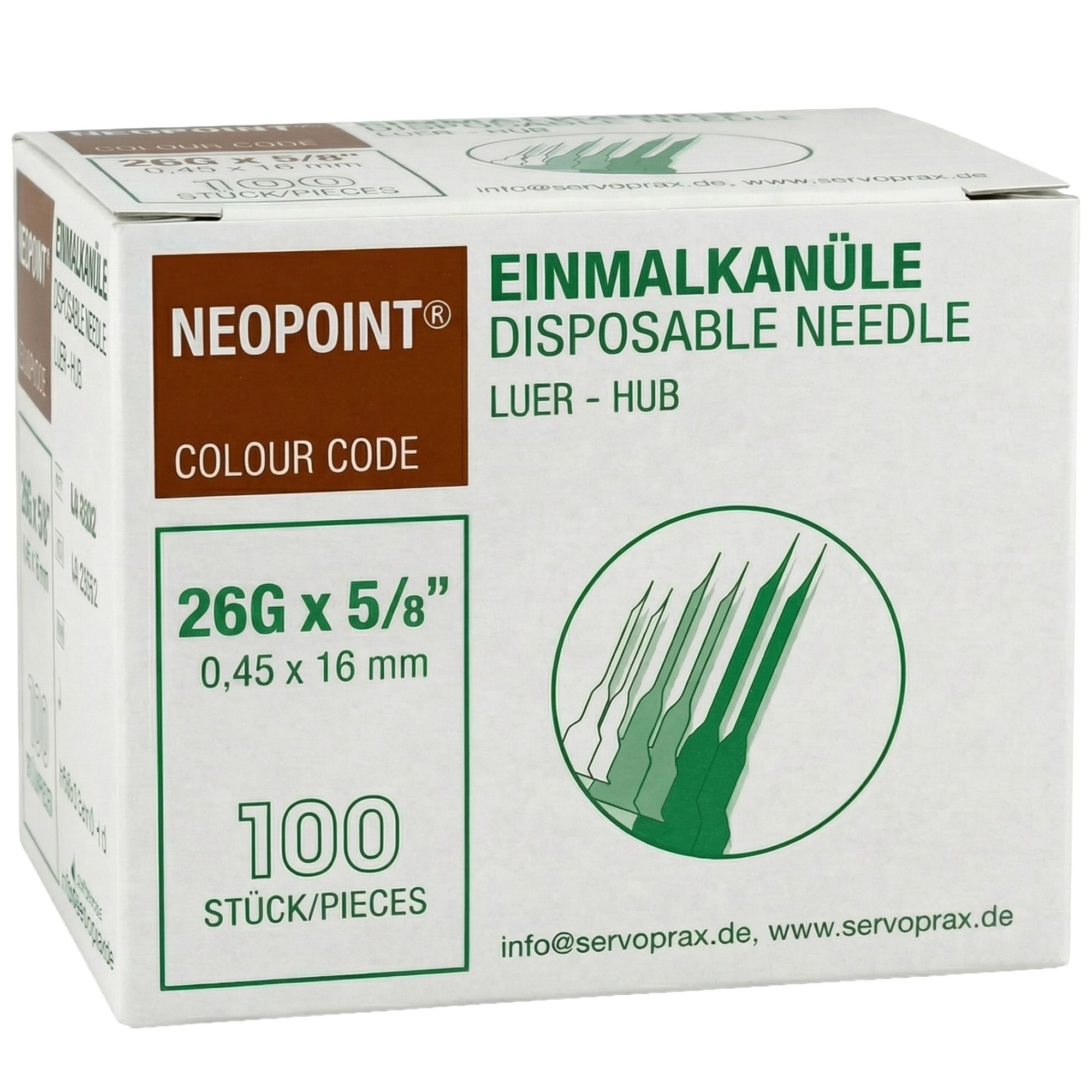 Einmalkanüle Neopoint 26 Gx7/8 0,45x23 mm steril 100 St Kanüle