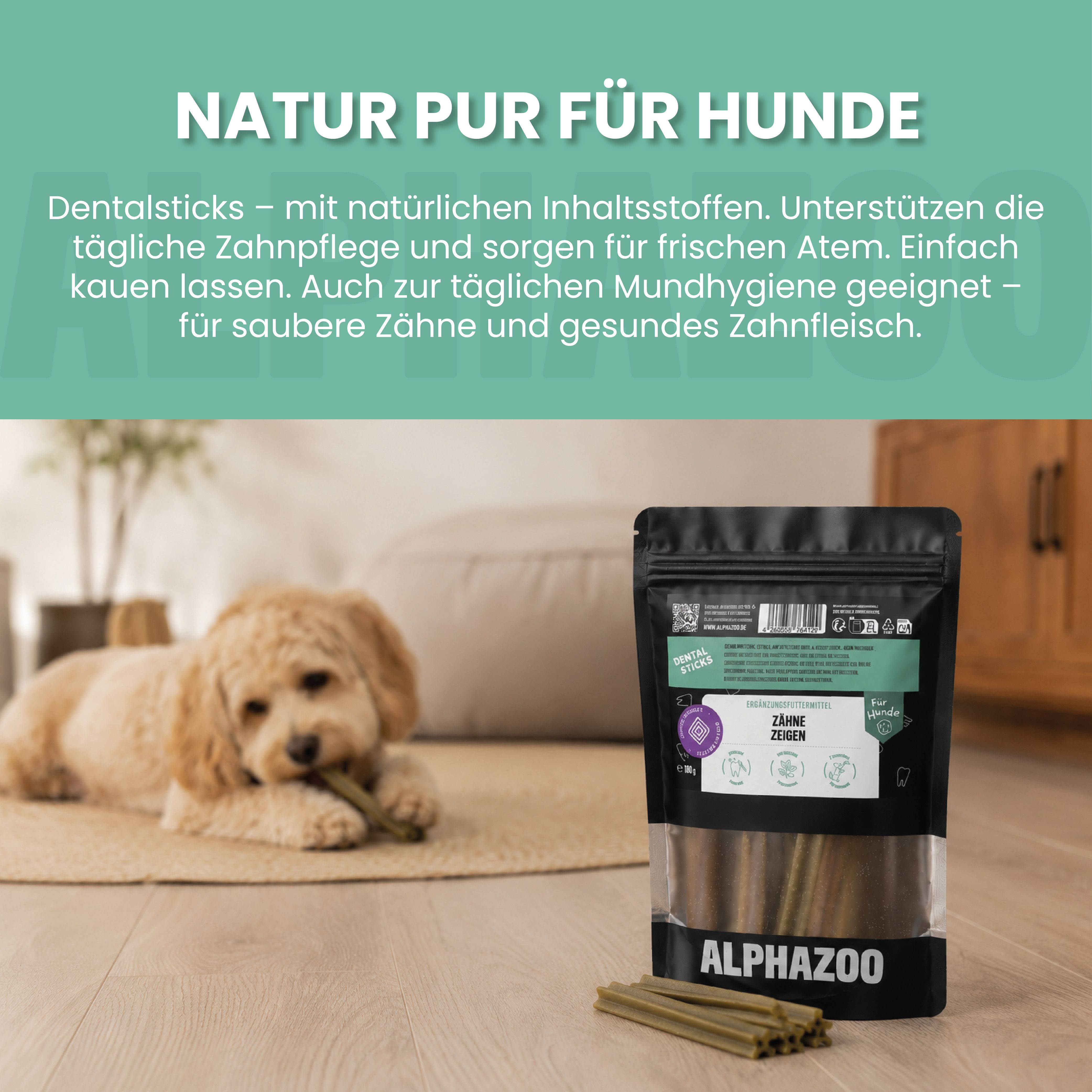 alphazoo Zähne Zeigen Dentalsticks für Hunde – Zahnpflege & Anti Plaque
