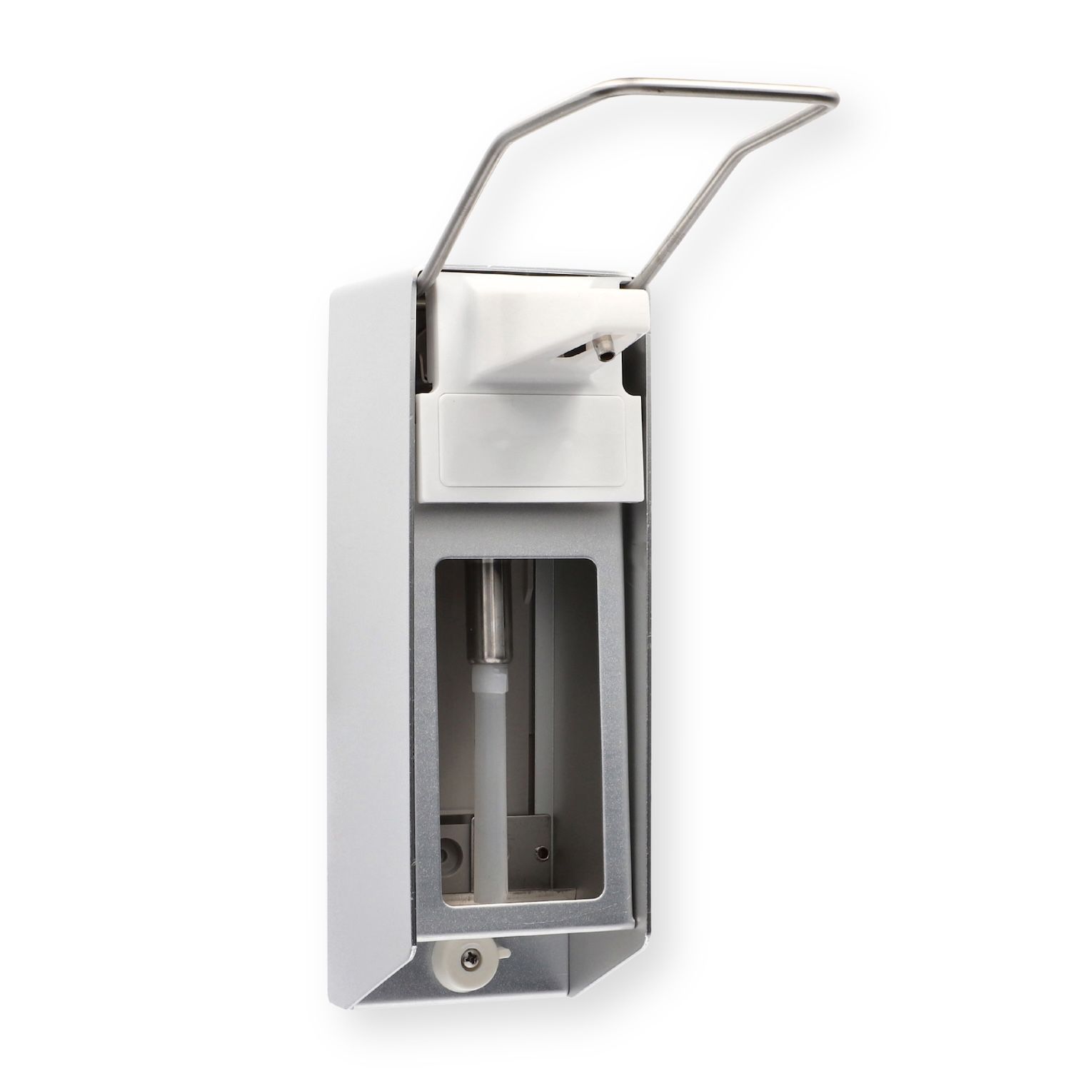 Medi-Inn Wandspender Aluminium, langer Armhebel, mit Verschlussblende, für 500 ml Euroflaschen