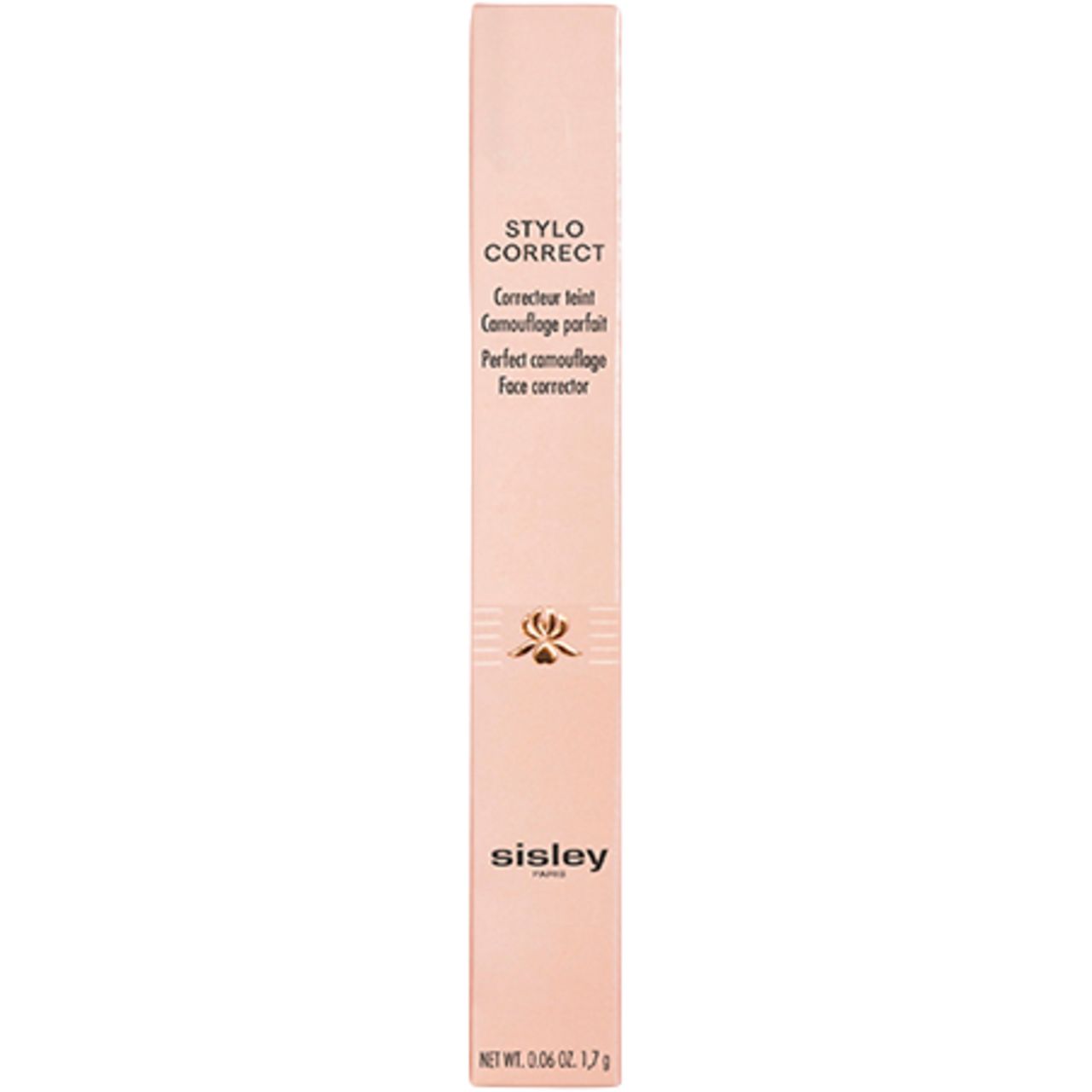 Rosa Verpackung mit Produktnamen und Logo. Text: Stylo Correct, Sisley Paris.
