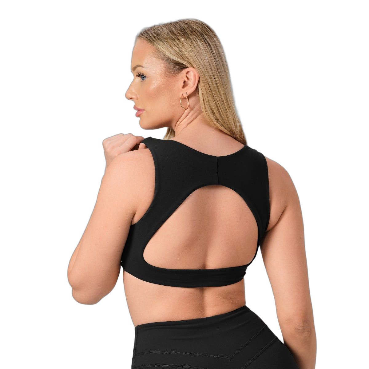 GymBeam Sport-BH Damen mit breiten Trägern und Open-Back-Design Black